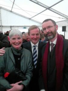 Taoiseach Enda Kenny with Joe and Ruth Armstrong after the National Famine Commemoration 2014